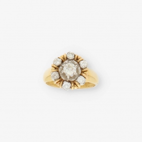 Anillo vintage oro 18kt y rosetón de brillantes | Comprar anillos de segunda mano