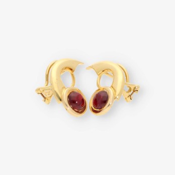 Pendientes oro y piedra roja 2