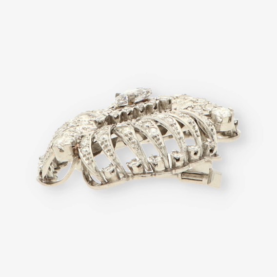 Broche Vintage oro blanco y bri