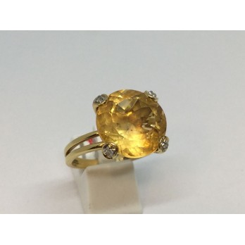 Sortija Tous en oro con gran topacio y brillantes 2