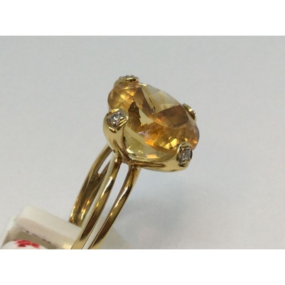 Sortija Tous en oro con gran topacio y brillantes