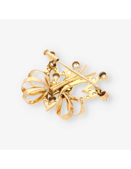 Broche oro, bri y diamantes