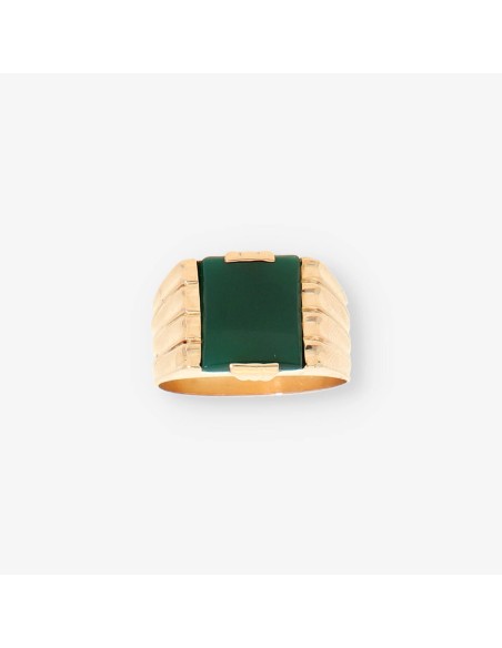 Anillo oro y piedra verde