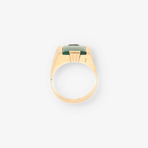 Anillo oro y piedra verde