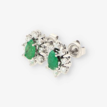 Pendientes oro blanco, esmeralda y bri 2