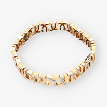 Pulsera oro bicolor y bri 2
