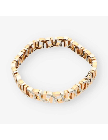 Pulsera oro bicolor y bri