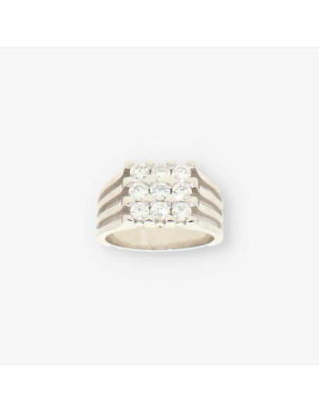 Anillo oro blanco y 9 bri