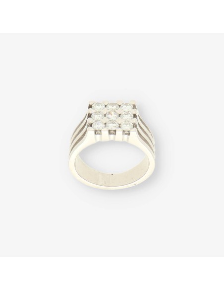 Anillo oro blanco y 9 bri