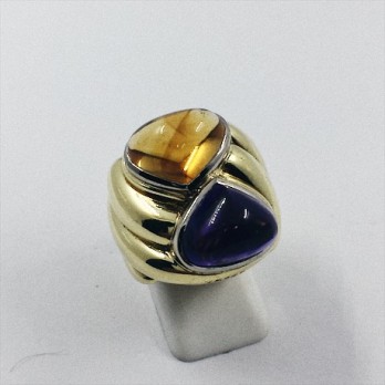 Anillo Vasari en oro amarillo con amatista y topacio