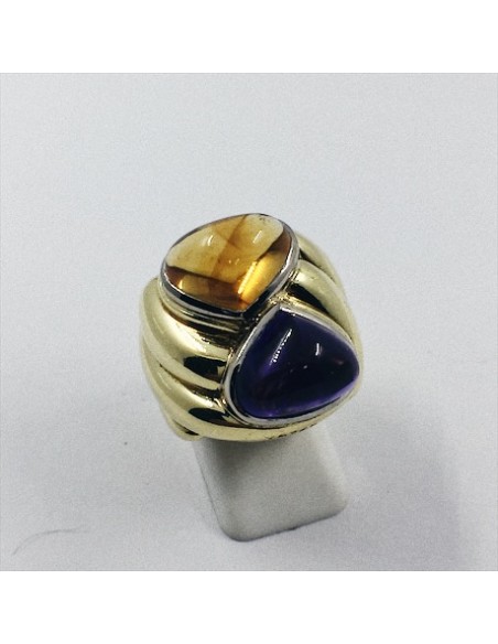 Anillo Vasari en oro amarillo con amatista y topacio