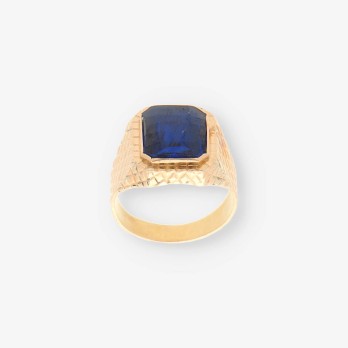 Anillo oro y piedra azul 2