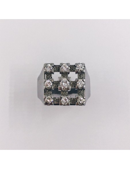 Anillo en oro blanco 18kt con brillantes