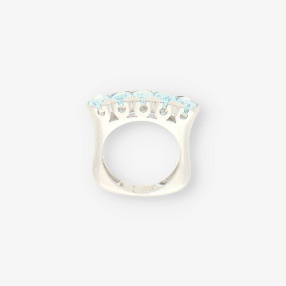 Anillo oro blanco y aguamarina