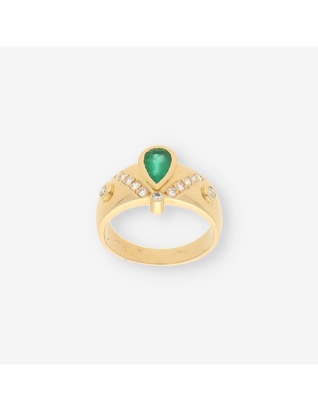 Anillo oro esmeralda y bri