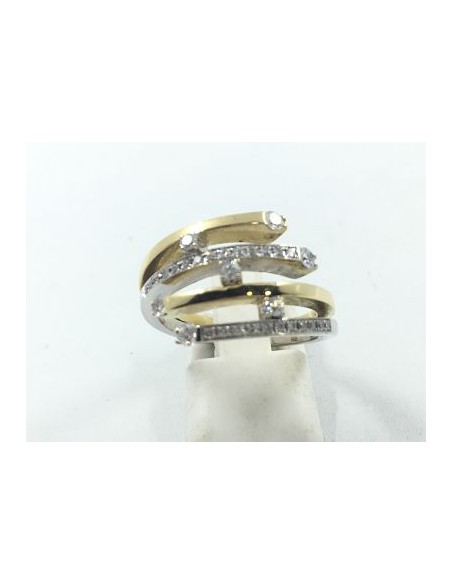 Anillo de oro blanco y amarillo con brillantes