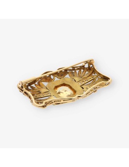 Broche oro esmalte y diamantes