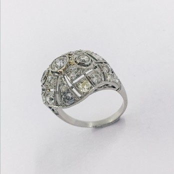 Anillo vintage en oro blanco 18kt con brillantes 2