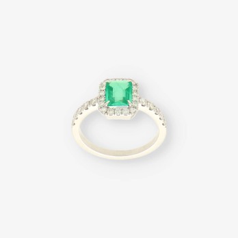 Anillo oro bl. esm. y bri aprox.0,50 Qt. 2