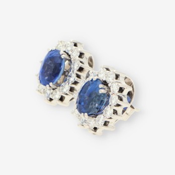 Pendiente oro bl.zafiro y bri aprx.2,4Qt 2