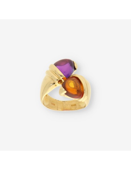 Anillo oro piedras colores