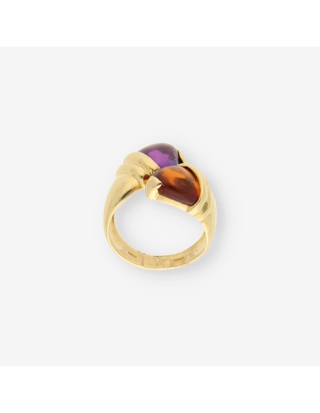 Anillo oro piedras colores
