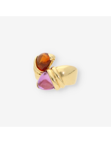 Anillo oro piedras colores