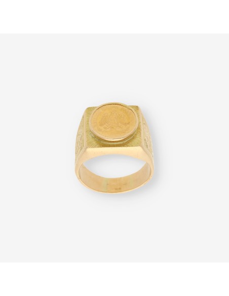 Anillo sello con moneda oro