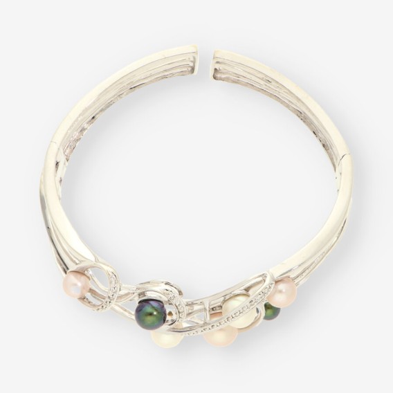 Pulsera esclava oro bl. y brillantes14Kt