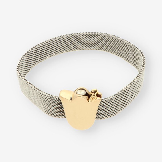 Pulsera acero y oro tulipÃ¡n TOUS