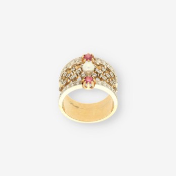 Anillo oro vintage brillante rubi 2