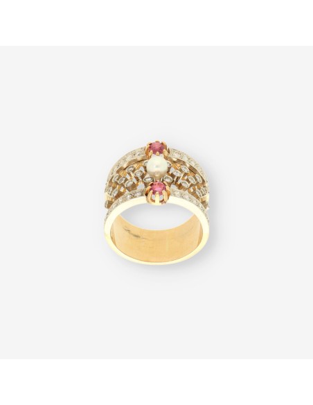 Anillo oro vintage brillante rubi