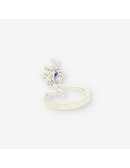 Anillo oro bl. zafiro y brillantes