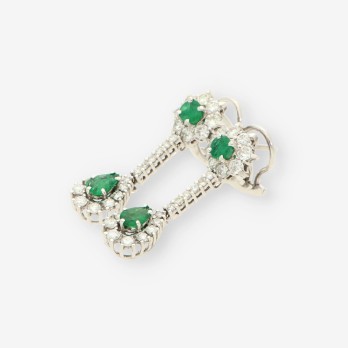 Pendientes largos oro bl. esm. y bri 2