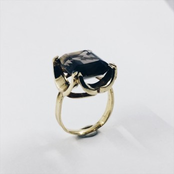 Anillo de oro con cuarzo marrÃ³n 2