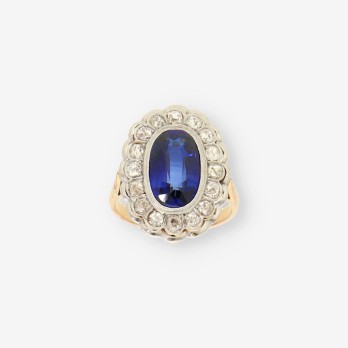 Anillo p. azul oro y brillantes 2