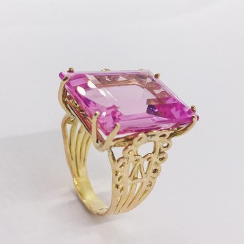 Anillo en oro 18kt  con piedra tipo rosa de Francia 2