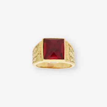 Anillo oro piedra roja