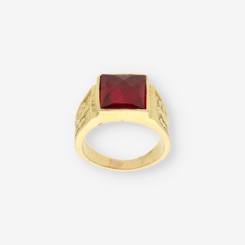 Anillo oro piedra roja 2
