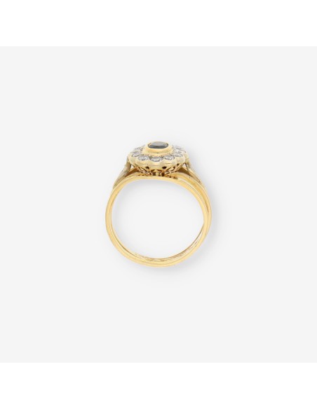 Anillo en oro 18kt con brillantes y zafiro