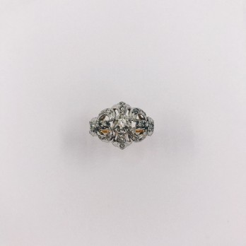 Anillo vintage en oro blanco 18kt con brillantes