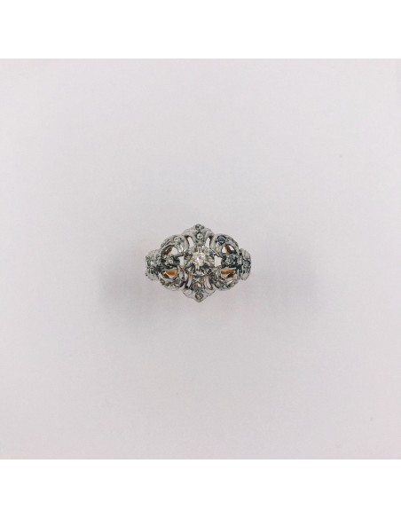 Anillo vintage en oro blanco 18kt con brillantes