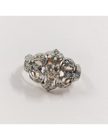 Anillo vintage en oro blanco 18kt con brillantes