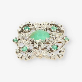 Broche oro blanco esmeralda y brillantes 2