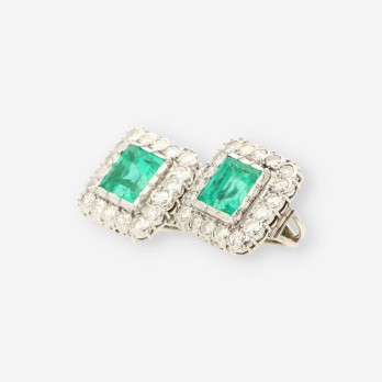 Pendientes oro bl. esmeralda y brillante 2