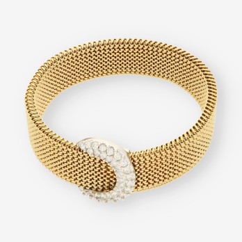 Pulsera oro bl./ama. y brillantes 2