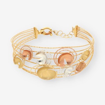 Pulsera oro blanco, amarillo y rosa