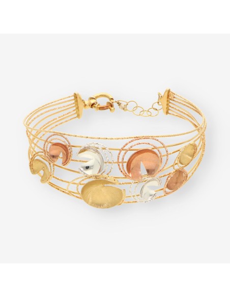 Pulsera oro blanco, amarillo y rosa