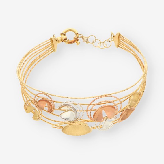 Pulsera oro blanco, amarillo y rosa