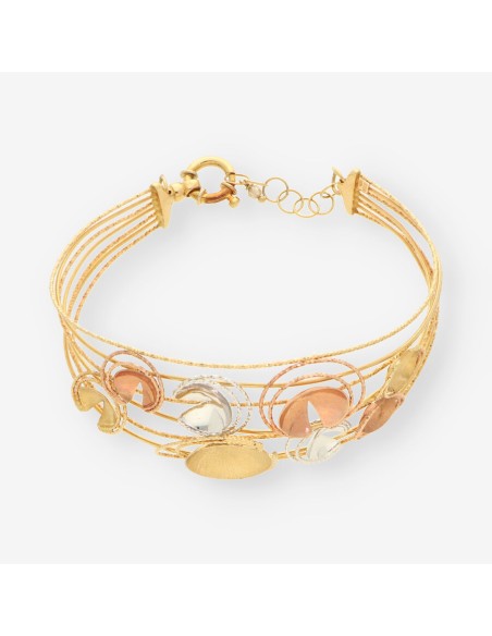 Pulsera oro blanco, amarillo y rosa